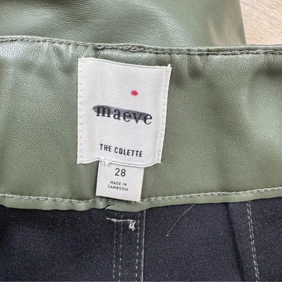 New Anthropologie The Colette Faux Leather Crop Wide-Leg Pants Maeve 28 Green - Picture 6 of 11
